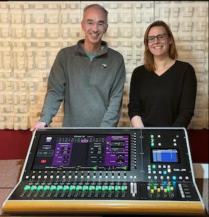 James Godbehear and Emily Watson with CM-J50 live console