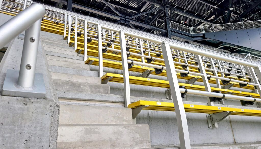 Seating Rail installed at a stadium