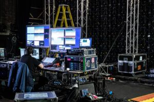 Audio and visual backstage equipment and operator
