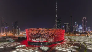 Coca-Cola Arena Dubai at night