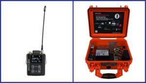Wireless audio equipment including transmitter and orange case