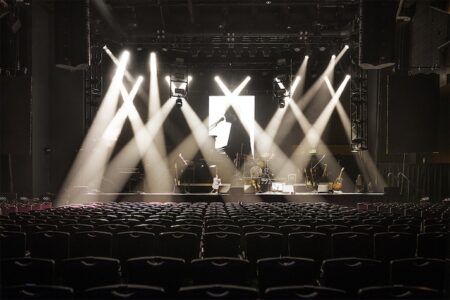 performance stage with white spotlights
