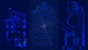 Blue artwork mapped onto exterior façade of Casa Batlló